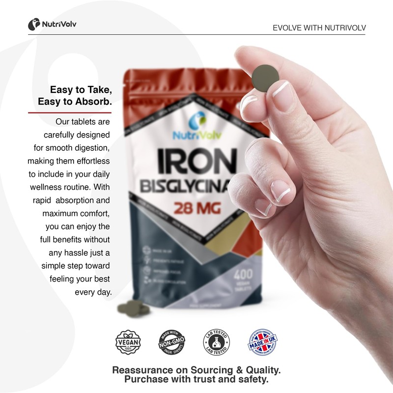 Iron Bisglycinate 28mg | 400 Tablets (6+ Months Supply) |