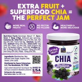 World of Chia Blackberry Extra Fruit Spread - All-Natural Super Food Chia Fruit Preserve, Gluten Free, Vegan, Low Sugar, Omega 3, Non-GMO, Chia Jam (10.6 Ounce - Pack of 3)