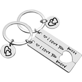Couple Gifts Keychain for Husband Wife,I Love You Most I Love You More Matching Couple Keyring Set for Him and Her,Couple Lovers Gift Key Ring Valentine's Day Birthday Gifts for Boyfriend Girlfriend