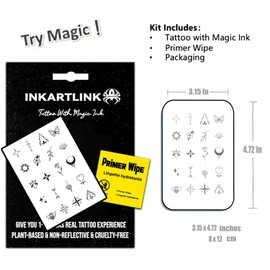 INKARTLINK Semi Permanent Tattoos, cute little designs, suitable as gifts for girls, beautifully packaged, waterproof, cruelty-free, non-reflective (Mini Finger Tattoo 3)