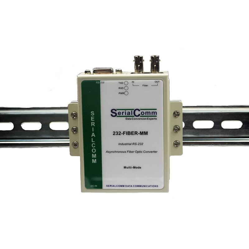 SerialComm RS232 to Fiber Optic Converter - MM ST, Industrial-Grade,