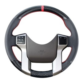 Carkooler - Funda para volante de fibra de carbono para Tundra Sequoia 2014-2021 / Toyota Tacoma 2012-2021 / para accesorios interiores de piel 4Runner 2010-2021