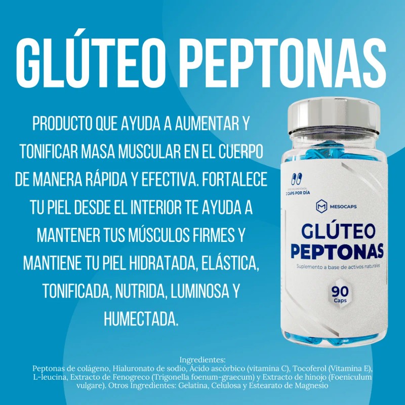 Suplemento Glúteo Peptonas 90 Cáps + Glutamina 300g Munchies