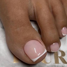 Prensa de Punta Francesa Blanca En Las Uñas de Los Pies para Mujeres, Prensa de Uñas Postizas Artificiales Francesas Ons Prensa Acrílica Cuadrada Cort