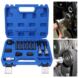 EVTSCAN 13pcs Alternator Freewheel Pulley Removal Tool Kit, Heat-Treated Carbon Steel, Precision Fit, with Sockets and Bits, for Automotive Repair Mechanics