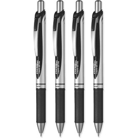 Pentel EnerGel XM BL77 - Retractable Liquid Gel Ink Pen - 0.7mm Medium Tip - Black Ink - Pack of 4