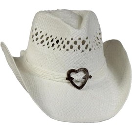 Vamuss Women's Cowboy Hat with Heart, White, One Size