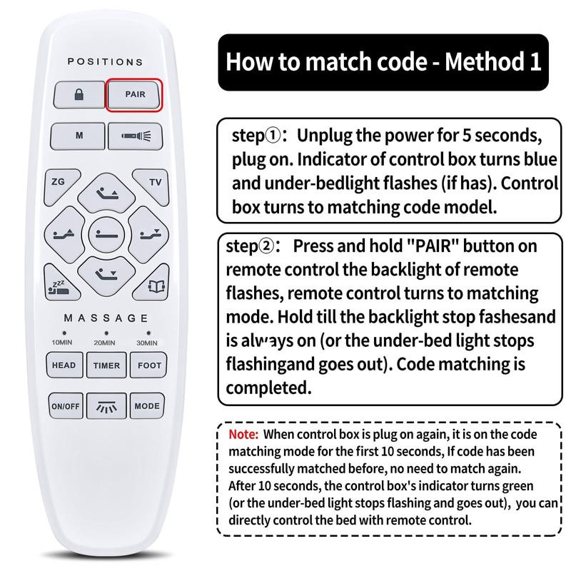 Replacement Remote Control Compatible with Okin Electric Adjustable Bed RF.27.19.33