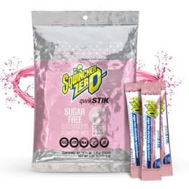 Sqwincher Zero Qwik Stik, Strawberry Lemonade, Sugar Free, Low Calorie, Low Sodium Electrolyte Powder Hydration Drink Mix, .11 0z Packet (Pack of 50)