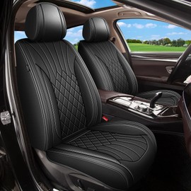 IKABEVEM for Nissan Frontier Car Seat Covers Full Set 2009-2023 2024 2025: Breathable Perforated Leather Seat Cover for Decoration Interior - Black