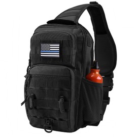 EASY BW Tactical Shoulder Sling Bag, Small Chest Pack, 13L Backpack for Men Outdoor Sports, Black