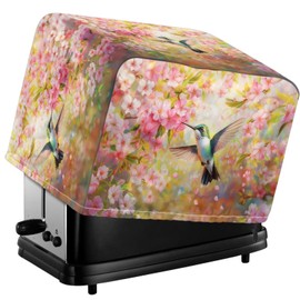 SAJJWHHR - Cubiertas para tostador con estampado de colibríes, 2 ranuras anchas, diseño de cereza floreciente, a prueba de polvo, resistente a las manchas, antisalpicaduras
