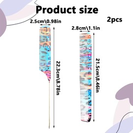 2Pcs Cutting Comb Hairdressing Professional Comb with Metal Tail Colorful Comb Set Cutting Hair Styling Hairdressing Comb Wide Tail Combs for Women Thick Long Wet Hair Pintail Hair Comb