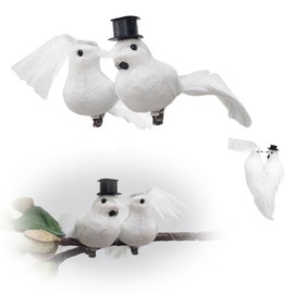 White Dove Model, 1 Pair Bird Sculpture Ornaments, Toy, Birds, Doves, Wedding Decoration, Outdoor Decoration, Foam Decorations, for Small Wedding Decoration, Artificial Figures, White Party Favours