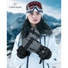 Caracaleap Ski Gloves Men Women Mittens 3 Finger Gloves Waterproof
