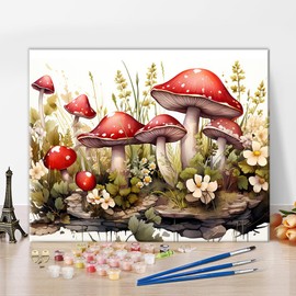 TUMOVO Paint by Numbers for Adults Beginner Mushrooms Paint by Numbers Plant Forest Paint Number Kits Kids Paint by Number Adult Paint by Number DIY Acrylic Craft Kits for Adults, 16 x20 Inch