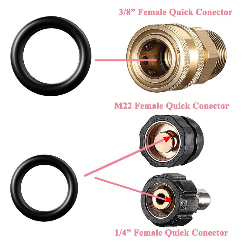 Power Pressure Washer O-Rings for 1/4 Inch, 3/8 Inch, Upgraded