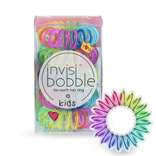 invisibobble Kids Spiral Hair Ring - 5 Pack, Magic Rainbow - No-Ouch Coil Hair Ties with Strong Grip - Accessories for Girls Toddlers and Kids - Non-Soaking and High Wearing Comfort Updo Tool