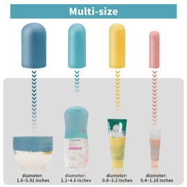 12 Pack Multi Sizes Silicone Bottle Covers Travel Essentials for Women, 2025 Cruise Ship Essentials, Travel Size Toiletries,Travel Accessories Must Have, Travel Gadget, Elastic Sleeves for leak proof