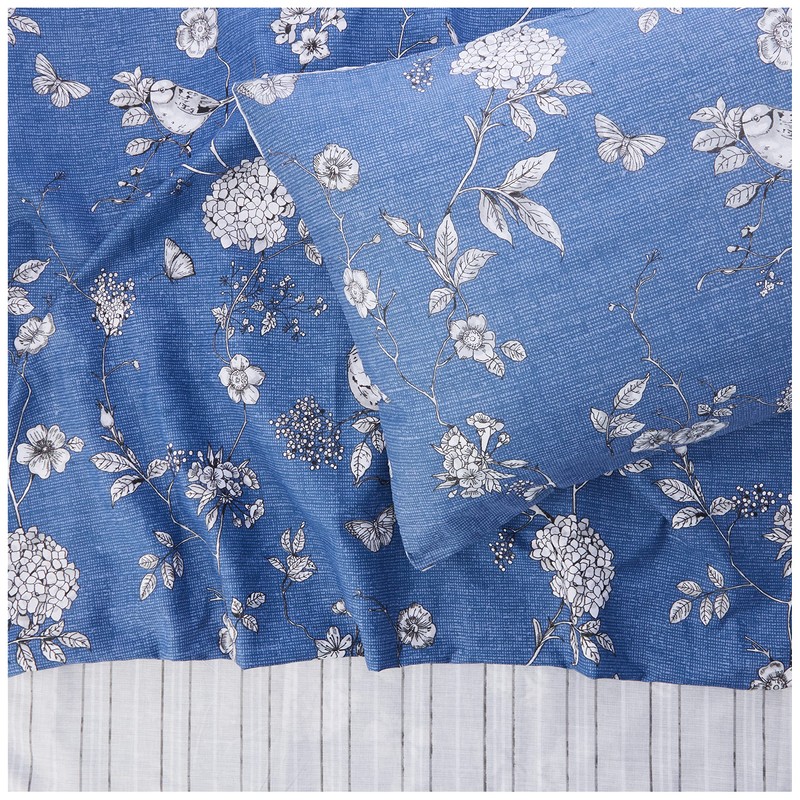 Rapport Home Country Toile Floral Navy Reversible Single Duvet Cover