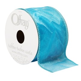 Offray 2.5" Wide Sheer Craft and Decorative Ribbon, 9 Total Feet, Turquoise