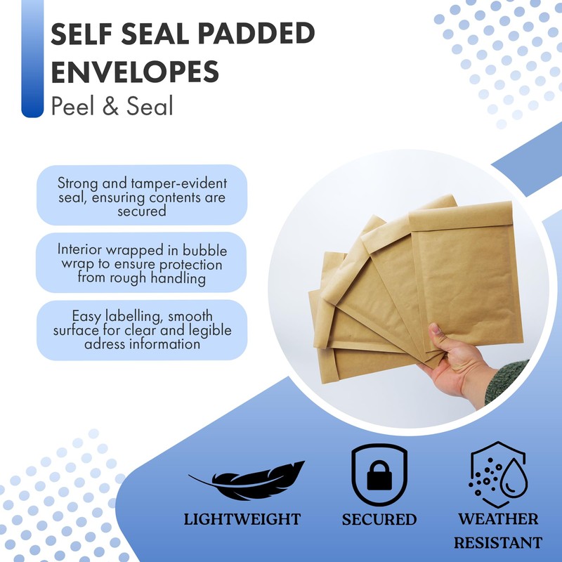 Pack of 5 A5 Padded Envelopes - 15cm x 21.5cm