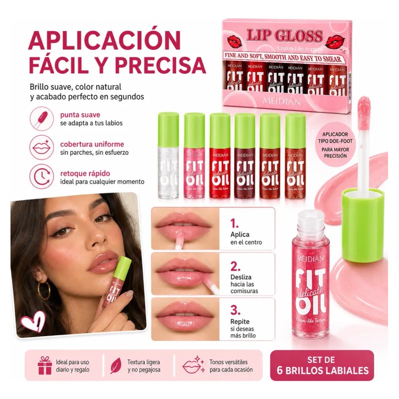 Set De Cuidado Labial Hidratante Glossy Liquid Lip Oil Gloss