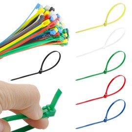Pack of 100 Cable Ties Resealable 300 x 5 mm, Cable Ties UV Resistant Cable Ties Colourful, Heat Resistant Cable Ties Colourful Set for Home and Office Cable Organiser