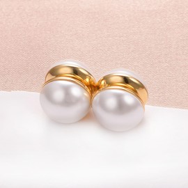 Vogem Pearl Magnetic Clip On Earrings for Women 10 mm Beads Magnetic Earrings Without Pierced Ears Fashion Jewellery, Pearl, Created Pearl