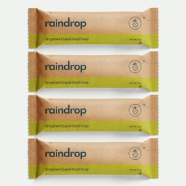 Raindrop Sustainable 4x Eco-friendly Hand Wash Refill Sachets, 1 Tablet = 1 Bottle of Soap 300 ml, Bergamot scented