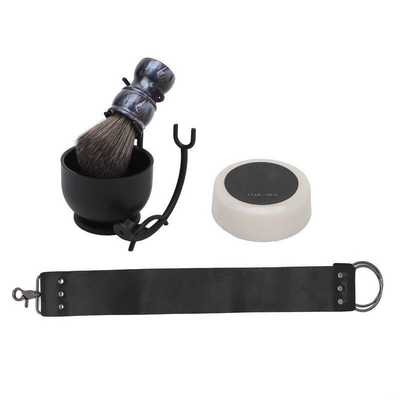 Beard Trimming Set Foaming Bowl Brush Stand Soap Sharpening Cloth