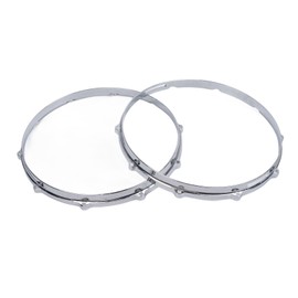 SPYMINNPOO 2Pcs 10 Hole Drum Hoop, 14in Alloy Percussion Drum Hoop Set Sound Improvement for Performance Travel