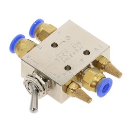 JVOZBZMWZ TAC2-41V Exhaust Valve 2 Position 5Way 1/8 quot; Self-Locking Toggle Lever Mechanical Valve Pneumatic Valve Switch w Fittings Muffler 1Pcs(TAC2-41V-PC6MM)