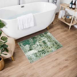 Entrance Rugs Indoor 2x3 Entry Rug - Washable Modern Abstract Small Area Rug Non-Slip Low Pile Throw Rugs for Entryway, Kitchen Floor, Front Door Mat, Bathroom, Bedroom Bedside(Green)