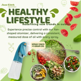 Jane Kitch Avocado Olive Oil Sprayer for Cooking, Glass Vinegar Olive Oil Dispenser Bottle Container for Salad Dressing for Air Fryer in Kitchen, BBQ Grill Oil Mister Meat Spritzer for Smoking, White