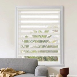 Tonature Zebra Window Shades, Cordless Roller Window Blinds for Patio Door, Light Control for Day and Night, Easy to Install, Beige, 34.5" W x 72" H