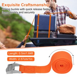 6Pcs Ratchet Tie Down Straps, 0.5m x 25mm Heavy Duty Lashing Straps, Adjustable Orange Bike Rack Straps Tensioning Belts with Quick Release Cam Bukle for Vans,Motorcycle,Trucks,Trailer,Luggage,Cargo