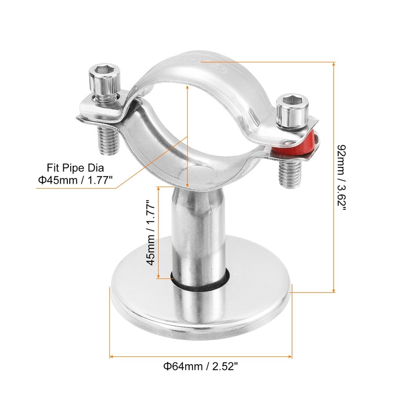 sourcing map Pipe Support, Stainless Steel Pipe Support Bracket, Adjustable