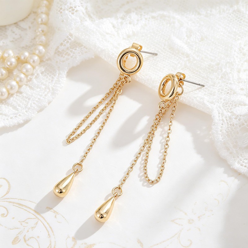 Gold Dangle Earrings for Women, Ultra Lightweight Teardrop Long Chain