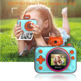 Camera for Kids Instant Print, 2" 1080P 32G HD Camera for Kids with Film, Best Christmas Birthday Gifts for Boys Girls Age 3-12, Portable Toy for 3 4 5 6 7 8 9 10 Year Old Girls Boys (Blue)