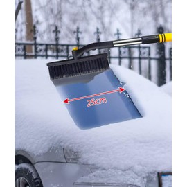 LuckyQianyi, 90 cm Ice Scraper Car with Broom Snow Brush Removable with Large Edge Bristles 25 cm Ergonomic Foam Handle Durable (Yellow)