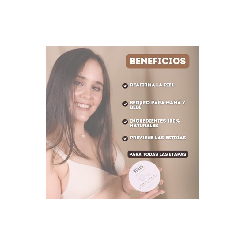 Kokos Crema Antiestrías Aceites Naturales Hidrata Previene Piel Durante Embarazo