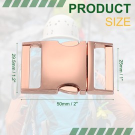 PATIKIL Metal Buckle, 4 Pack Quick Side Release Clips for Luggage Belt Strap Backpack Webbing(0.8" x 1.5", Rose Gold)