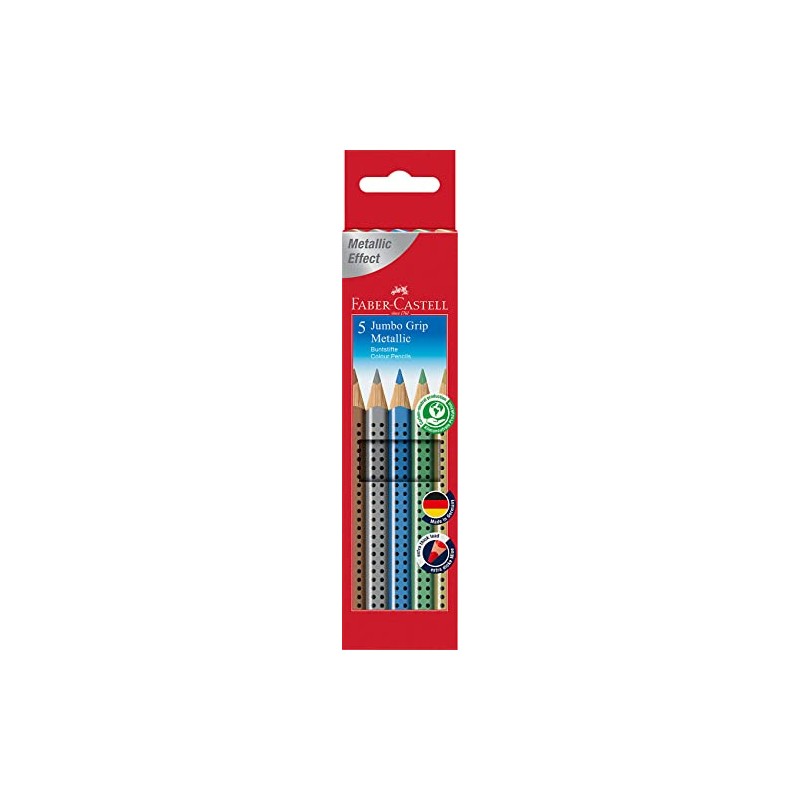 Faber-Castell 110993 5 Jumbo Grip Metallic Colour Pencil