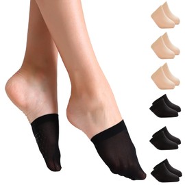 Yilanmy Toe Socks for Women 6 Pairs, Half Socks for Heels No Show Liner Toe Topper Cover Mule Sock Non-Skid Bottom