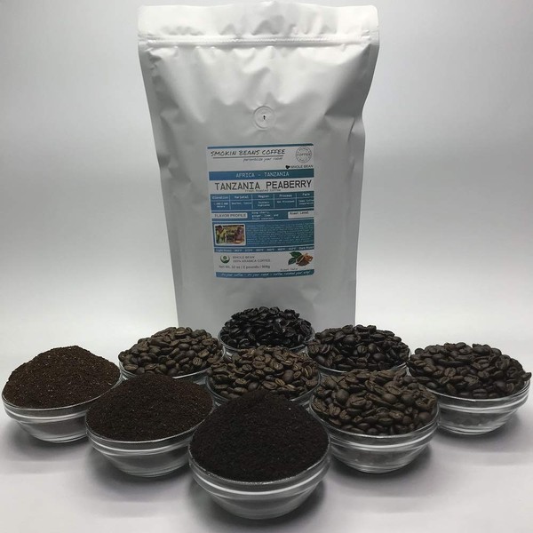 Southern Africa, Tanzania Peaberry, (2-Pound Bag) Premium Arabica Coffee Freshly Custom Roasted Today (Medium Roast/Whole Bean) Customized Roast Or Grind Is Available By Messaging Us At Time Of Checkout