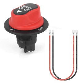 BONATECH - Aislador de batería de latón negro con interruptor de encendido y apagado 2P SPST para coche Mini interruptor de batería de coche de 50 A, 100 A, 200 A, 300 A, interruptor de aislamiento de batería + cable de 10 AWG, interruptor de apagado de 