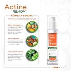 Darrow Actine Renov Suero Facial Anti-Imperfecciones, Bost de Energía con Niacinamida, Ácido Succínico y Ginseng, Reduce Brotes y Marcas Post Acné,...