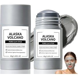 2PCS Mascarilla En Barra de Arcilla Volcánica, Mascarilla de arcilla refrescante en barra, Exfoliación Suave, Clay Mask Stick, Control De Grasa, Purificación y Piel Luminosa, para El Cuidado Diario