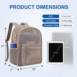 USPECLARE Heavy Mesh Backpack with Rain Cover,See Through Mesh Backpack for School,Beach,Gym,Swimming Equipment,Outdoor Sports